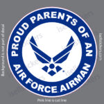 Proud Parents of an Air Force Airman Military USAF Bumper Sticker Window Decal White