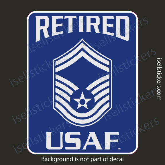 Retired USAF Air Force E-8 Senior Master Sergeant Window Decal Bumper Sticker Darker Blue - Image 3