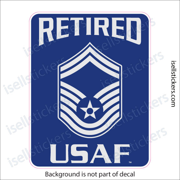 Retired USAF Air Force E-8 Senior Master Sergeant Window Decal Bumper Sticker Darker Blue - Image 2