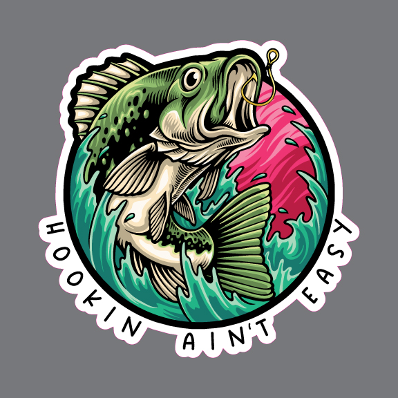 Hookin Isn't Easy Fishing Outdoor Vinyl Bumper Sticker Window Decal