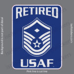 Retired USAF Air Force E-7 First Sergeant Diamond Window Decal Bumper Sticker Darker Blue with Silver