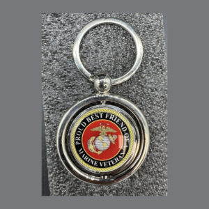 Proud Best Friend of a Marine Veteran Military Metal Ring Domed Decal Double-Sided Key Fob