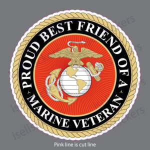 Proud Best Friend of a Marine Veteran Military Window Decal Bumper Sticker - Image 3