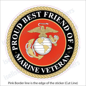 Proud Best Friend of a Marine Veteran Military Window Decal Bumper Sticker - Image 4