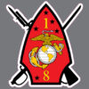 1st Battalion 8th Marine Corps 1/8 USMC Bumper Sticker Window Decal