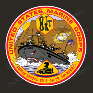USMC Amphib Raiders Co B 1st Bn 9th Marines Bumper Sticker Window Decal - Image 4