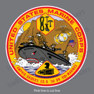 USMC Amphib Raiders Co B 1st Bn 9th Marines Bumper Sticker Window Decal - Image 2