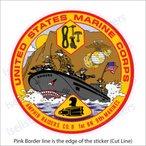 USMC Amphib Raiders Co B 1st Bn 9th Marines Bumper Sticker Window Decal - Image 3