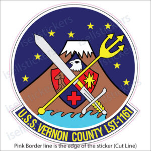 USS Vernon County LST-1161 Navy USN Military Bumper Sticker Window Decal - Image 3