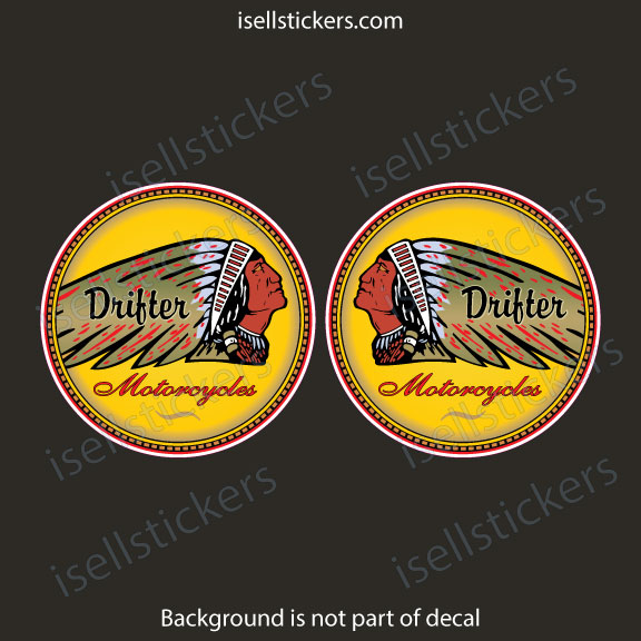 - Indian Drifter Kawasaki Motorcycle Chief Sticker Window Decal Pair - Image 2