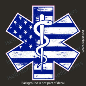 EMS EMT Star of Life Rod of Asclepius Emergency Medical Services Distressed Window Decal Sticker - Image 2