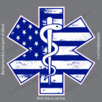 EMS EMT Star of Life Rod of Asclepius Emergency Medical Services Distressed Window Decal Sticker