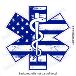 EMS EMT Star of Life Rod of Asclepius Emergency Medical Services Distressed Window Decal Sticker - Image 3