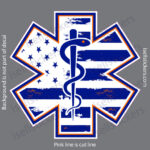 EMS EMT Star of Life Rod of Asclepius Emergency Medical Services Distressed Window Decal Sticker Orange