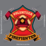 Volunteer Firefighter Helmet Axes Window Decal Bumper Sticker