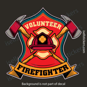 Volunteer Firefighter Helmet Axes Window Decal Bumper Sticker - Image 2