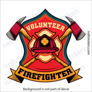 Volunteer Firefighter Helmet Axes Window Decal Bumper Sticker - Image 3