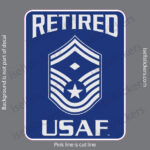 Retired USAF Air Force E-8 First Sergeant Windows Decal Bumper Sticker Darker Blue