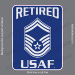 Retired USAF Air Force E-8 Senior Master Sergeant Window Decal Bumper Sticker Darker Blue