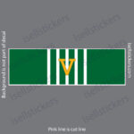 Army Commendation Medal Ribbon with V Device Military Window Decal Bumper Sticker