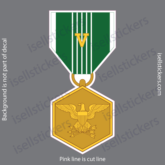 Army Commendation Medal with V Device Military Window Decal Bumper Sticker