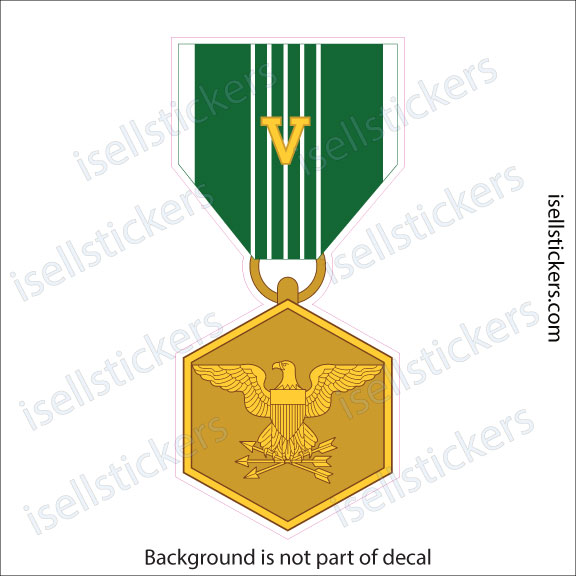 Army Commendation Medal with V Device Military Window Decal Bumper Sticker - Image 3