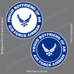 Proud Boyfriend of an Air Force Airman Military USAF Bumper Sticker Window Decal Blue