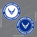 Proud Bonus Mom of an Air Force Airman Military USAF Bumper Sticker Window Decal